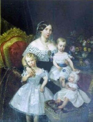 unknow artist Louise Marie Therese d'Artois, Duchess of Parma with her three children oil painting picture